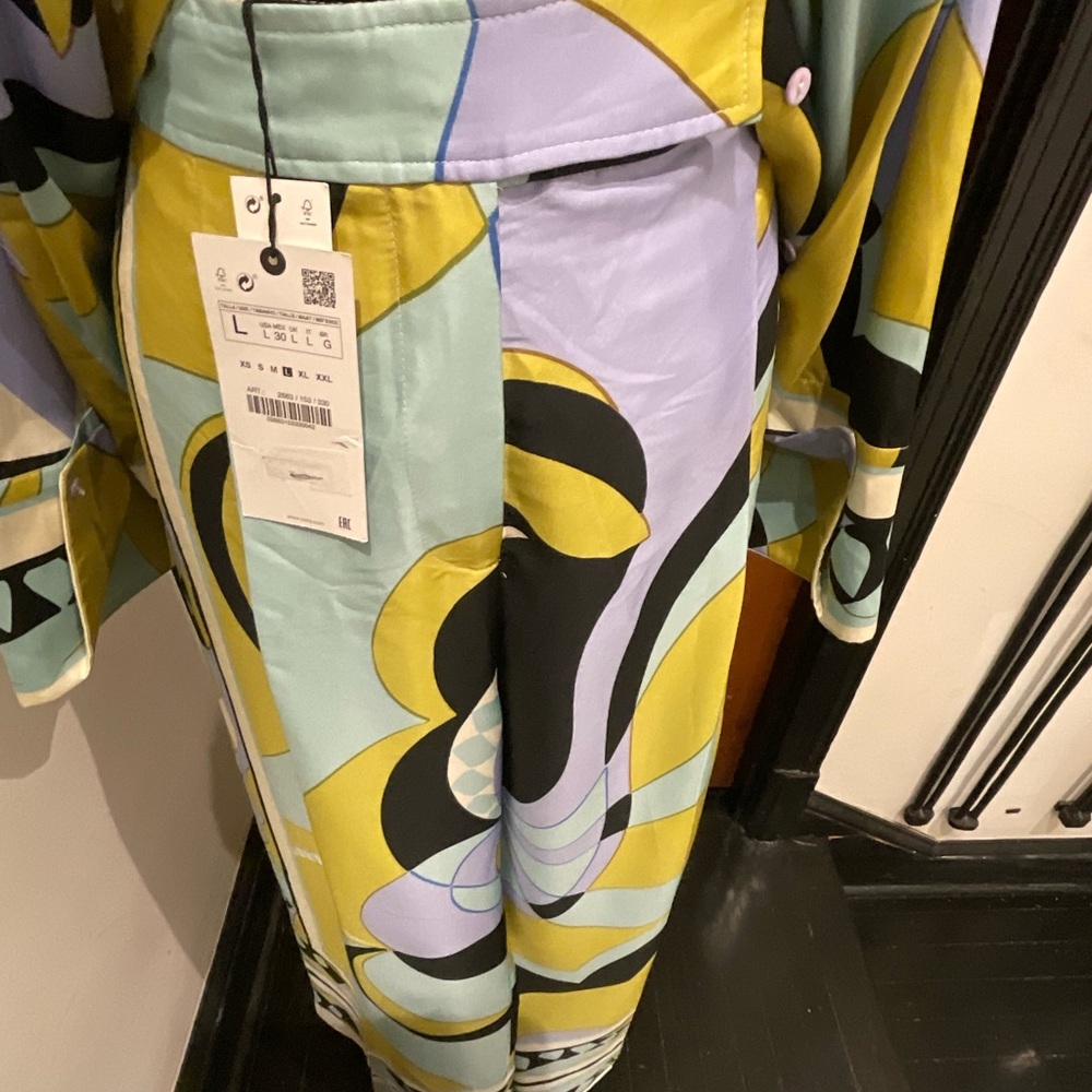 BNWT Zara Two Piece BLK, GREEN, Lavender, BLUE Set Size XL shirt, Large pants. - Picture 10 of 11
